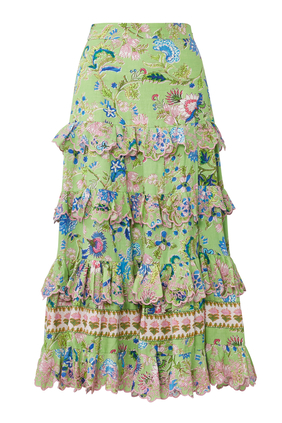 Floral Midi Skirt with Slit